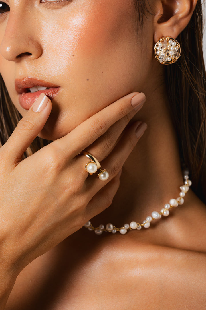 Anillo Évora con Perla Dorado Para Mujer
