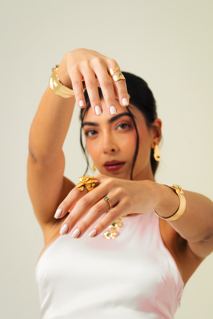 Anillo Altea Dorado Con Piedra Natural Para Mujer