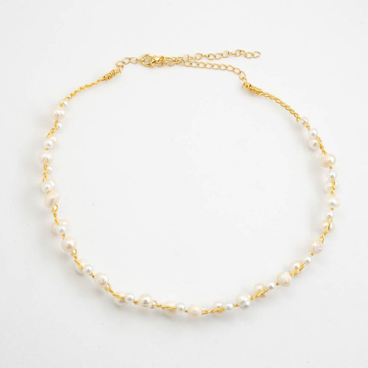 Collar Gargantilla Neria con Perla Dorado Para Mujer