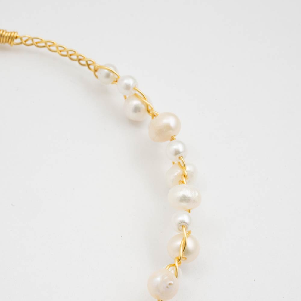 Collar Gargantilla Neria con Perla Dorado Para Mujer