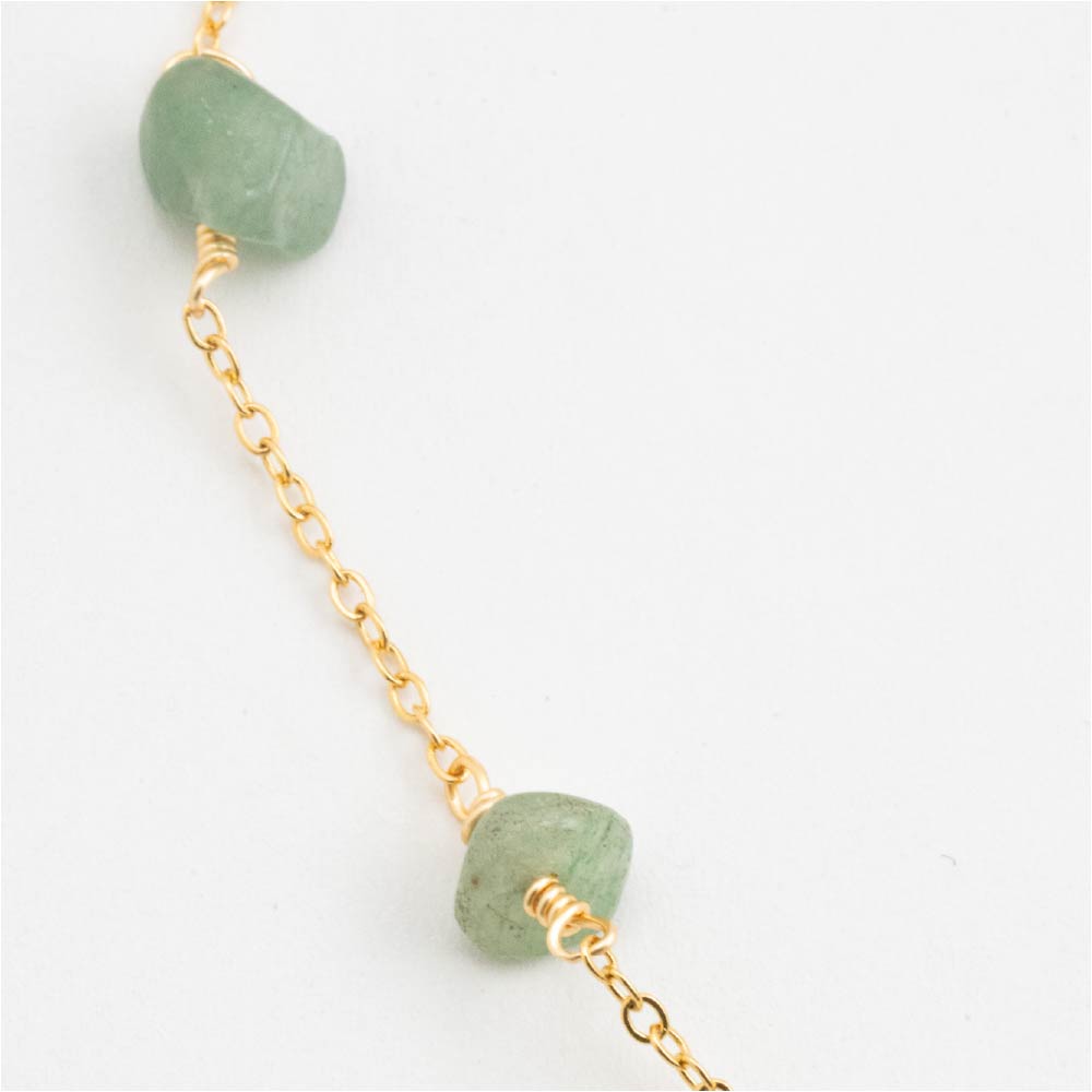 Collar Gargantilla Elvena con Piedra Natural Verde Dorado Para Mujer