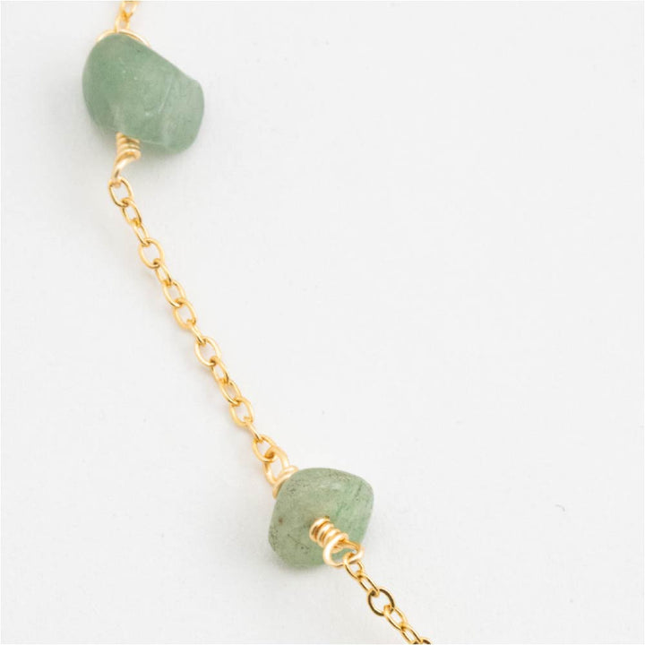 Collar Gargantilla Elvena con Piedra Natural Verde Dorado Para Mujer