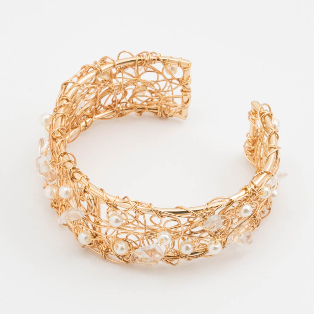 Pulsera Arvena con Perlas Dorado Para Mujer
