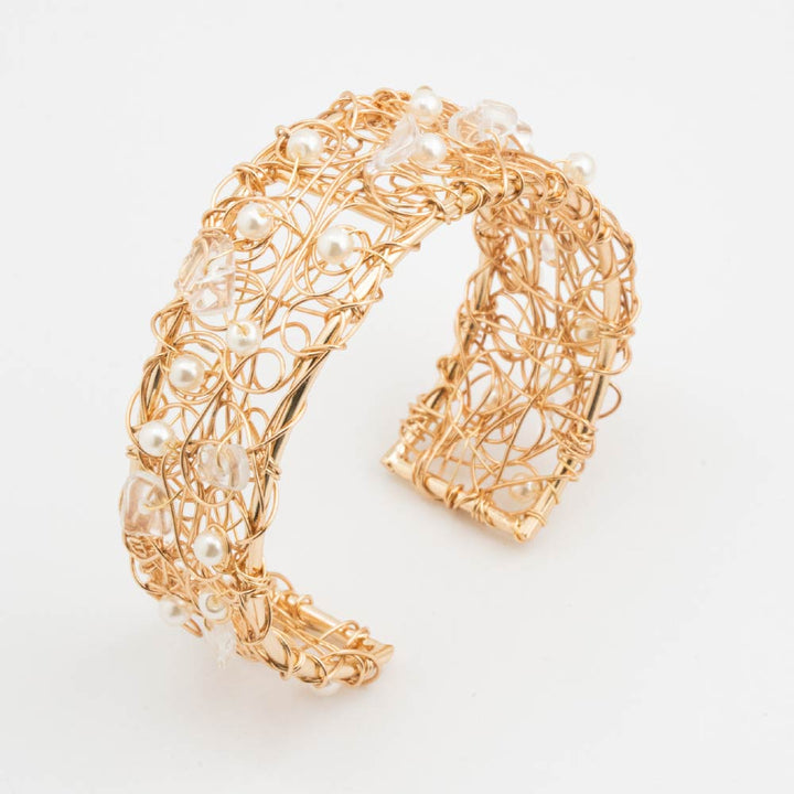 Pulsera Arvena con Perlas Dorado Para Mujer