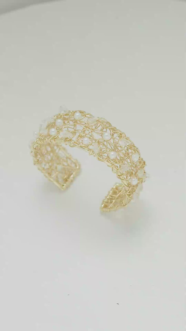 Pulsera Arvena con Perlas Dorado Para Mujer